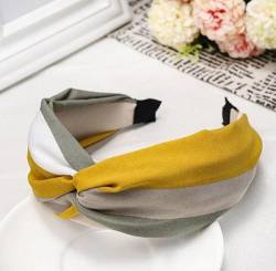 Stirnbänder for Frauen Frauen Haarband breite Seite Stirnband Kreuzknoten Turban klassische gestreifte Kopfbedeckung Mädchen Haarschmuck Drop Shipping Mode Stirnbänder Haarreifen (Color : Yellow Hair von ARTSIM