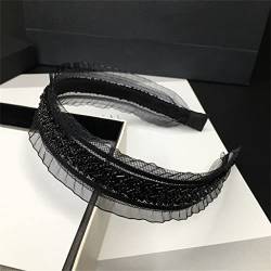 Stirnband mit Mesh-Haarnadelpresse mit breiter Krempe, schwarzes Perlenketten-Stirnband, temperamentvolles Haarband for Frauen von ARTSIM