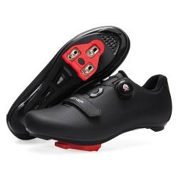 ARTVEP Fahrradschuhe Herren Damen Rennradschuhe MTB Radschuhe Kompatibel mit Look SPD SPD-SL Delta Lock Pedal Reitschuhe Peloton Schuhen Alles Schwarz EU36 / 230 von ARTVEP