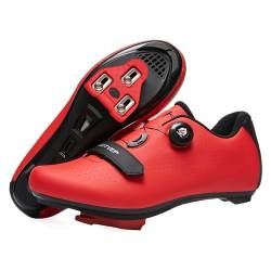 ARTVEP Fahrradschuhe Herren Damen Rennradschuhe MTB Radschuhe Kompatibel mit Look SPD SPD-SL Delta Lock Pedal Reitschuhe Peloton Schuhen Rot EU39 / 245 von ARTVEP