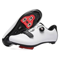 ARTVEP Fahrradschuhe Herren Damen Rennradschuhe MTB Radschuhe Kompatibel mit Look SPD SPD-SL Delta Lock Pedal Reitschuhe Peloton Schuhen Weiß EU37 / 235 von ARTVEP