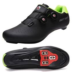 ARTVEP Herren Radschuhe Damen MTB Fahrradschuhe Kompatibel mit Look SPD SPD-SL Delta Lock Pedal Reitschuhe Kompatibel mit Peloton Schuhen Schwarz EU 46/280 von ARTVEP