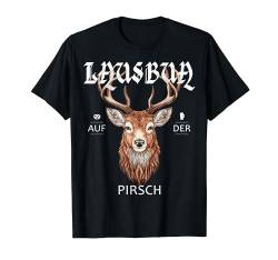 LAUSBUA Trachten Kleidung Hirsch Lederhosen Oktoberfest T-Shirt von ARTX / "LAUSBUA AUF DER PIRSCH" Hirsch
