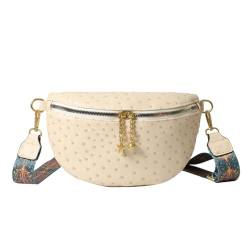 ARVALOLET Damen-Brusttasche aus Leder, vielseitige Vintage-Umhängetasche, breiter Verstellbarer Riemen, Reißverschluss, Hüfttasche, Pendlertasche von ARVALOLET