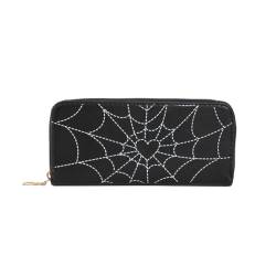 ARVALOLET Damen-Geldbörse mit Spinnennetz-Aufdruck, PU-Leder, Gothic-Geldbeutel, modisch, vielseitig einsetzbar, Halloween, Trendige Geldbörse for Mädchen von ARVALOLET