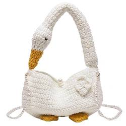 ARVALOLET Damen-Handtasche, gehäkelt, Perlenkette, Cartoon-Umhängetasche, vielseitige Web-Umhängetasche, handgefertigt, Tagestasche for Mädchen, weiblich von ARVALOLET