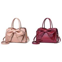 ARVALOLET Damen Umhängetasche mit Schleifen-Design Handtasche, PU-Leder, Elegante Handtasche mit abnehmbarem Riemen von ARVALOLET