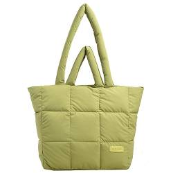 ARVALOLET Frauen Baumwolle Gepolstert Einfarbig Kariert Gesteppt Große Kapazität Mode Damen Mädchen Trendy Tasche, grün, 440.00x290.00x130.00mm/17.32x11.42x5.12inch von ARVALOLET