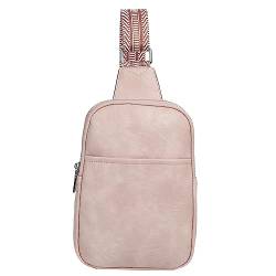 ARVALOLET Frauen Sling Brusttasche PU Leder Mode Crossbody Tasche Bauchtasche Einfache Tragbare Handytasche, rose, 24x15x5cm/9.45x5.91x1.97in, modisch von ARVALOLET