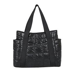 KANUBI Fashion Gesteppte Gitter Umhängetasche,Frauen Casual Einfarbig Nylon Einkaufstaschen,Weibliche Große Kapazität Tote Handtaschen,Damen Einfarbig Nylon Einkaufstaschen von ARVALOLET