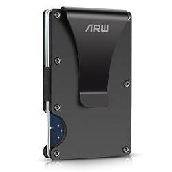 ARW Slim Wallet mit RFID-Schutz, Kartenetui Herren,Metall Geldbörse mit Geldklammer von ARW