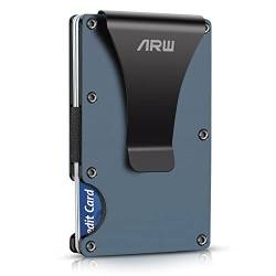 ARW Slim Wallet mit RFID-Schutz, Kartenetui Herren,Metall Geldbörse mit Geldklammer von ARW