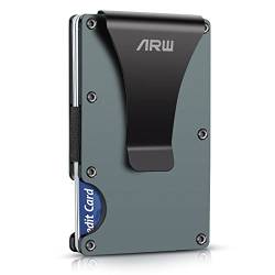 ARW Slim Wallet mit RFID-Schutz, Kartenetui Herren,Metall Geldbörse mit Geldklammer von ARW