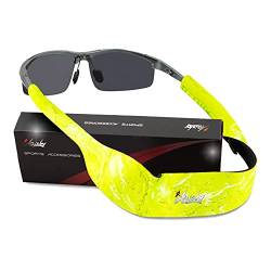 ARiety Sport Brillenband schwimmfähig - Premium Band für Brille und Sonnenbrille Neopren für mittlere bis große Bügel - Herren, Damen – gelb camouflage wasserfest von ARiety