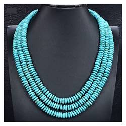 ARrase Mode-Accessoires Schmuck 21-25 Zoll 3 Stränge Rondelle Blue Turquoise Gems Stone Halskette erfüllen von ARrase