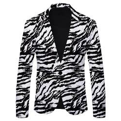 ARtray Herren Anzugjacke Sakko, Modern Freizeit Jackett, Performance KostüM Mantel, Mode Wedding Blazer Mit Zebra-Druck, Classic Einfacher EIN-Knopf-Jacke, FüR Abendessen, Party, Abschlussball von ARtray