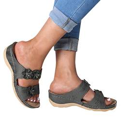 ARtray Offene Schuhe Damen Sommer Schwarz Keils Wohnung Schuhe Damenhausschuh offener Boden für Frauen Zehensandalen Dicke bequeme Hausschuhe Schnee Schuhe Damen (Grey, 35) von ARtray