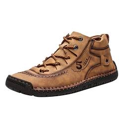 ARtray Schuhe Herren Winter Sneaker Mode Sommer und Herbst Herren Lederschuhe flach weicher Boden bequem Mid Top Lace Up Casual Schuhe Rot Herren (Brown, 45) von ARtray