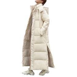 ARtray Trend Teenager warme, extra Lange, knielange Baumwolljacke für Damen mit Kapuze Strickjacke Senfgelb Damen (White, XXXL) von ARtray