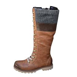 ARtray Westernstiefel Damen Cowboystiefel Retro SchnüRstiefeletten Rutschfeste Warme Schneestiefel üBergrößE Dauerhaft Winterstiefel Bequeme Flache Schuhe FüR WäRme Und Komfort Best Fitting von ARtray