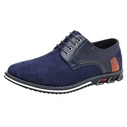 Herren Derbys Anzugschuhe, klassisch, Business-Lederschuhe, rutschfest, flache Schnürschuhe, runde Zehenpartie, formelle Loafer, Freizeit, Arbeit, Büro, Komfort, atmungsaktiv, leichte Sneaker, blau, von ARtray