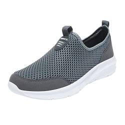 Laufschuhe für Herren, rutschfest, Tennis-Turnschuhe, Netzstoff, atmungsaktiv, modisch, einfarbig, lässig, Sneaker, Freizeit-Sneaker, Outdoor, flache Schuhe für Joggen, Haltbarkeit und Komfort, grau, von ARtray