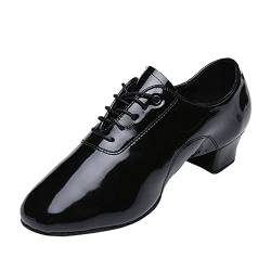 Men's Modern Dance Shoes, Latin Dance Shoes, Fashion Lace-Up Thick-Heel Ankle Boots, Wide Fit Short Boots for Men, Solid Color Men's Formal Dress Shoes, Outdoor Casual Elegant Shoes von ARtray