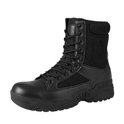 Militärstiefel für Herren, modische Schnürstiefel, atmungsaktiv, leicht, rutschfest, stoßdämpfend, langlebig und bequem, Kampfstiefel, lässig, Outdoor, Reißverschluss, Mitte der Wade, Schwarz , 44 EU von ARtray