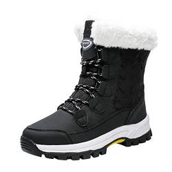 Winterstiefel Damen Wasserdicht Warme GefüTtert Schneestiefel Reine Farbe Niedriger Absatz SchnüRstiefel SüßE MäDchenstiefel KnöChelhohe Vielseitige Kurze Stiefel Hochwertige Plateau Stiefel von ARtray