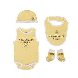 CHAPS Merchandising GmbH Unisex Baby asr-nbs-23 Kinder Set, gelb, 0-3 Monate von AS Roma