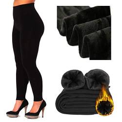 ASD Accessories Damen Thermo-Leggings für den Winter, schwarz, dickes Fell mit Fleecefutter, Größe 38-44, Schwarz , 42-44 von ASD Accessories