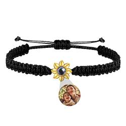 ASD Jewerly Personalisierte Foto Armbänder Benutzerdefinierte Bild Sonnenschein Projektion Armbänder Bunte Geflochtene Seil Sonnenblume Projektion Armband Mit Bild Innen Für Frauen von ASD Jewerly