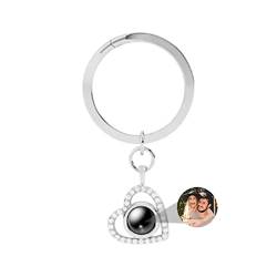 ASD Jewerly Personalisierte Foto Kreis Schlüsselanhänger Projektion Schlüsselanhänger Geschenk für Frauen, Freunde, Paare von ASD Jewerly