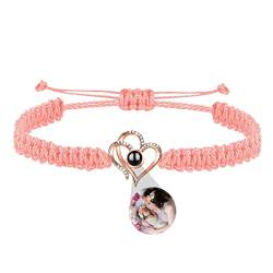 Personalisierte Doppel Herz Armbänder Silber Foto Armbänder Für Frauen Kundenspezifische Projektion Armbänder Mit Bild Innen Geburtstagsgeschenke Weihnachtsschmuck Für Mama von ASD Jewerly