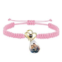 Personalisierte Doppel Herz Armbänder Silber Foto Armbänder Für Frauen Kundenspezifische Projektion Armbänder Mit Bild Innen Geburtstagsgeschenke Weihnachtsschmuck Für Mama von ASD Jewerly