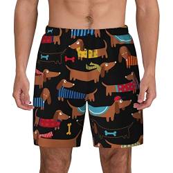 ASDTEHCY Shorts, I Love My Dog Dackel-Badehose, Herren-Badehose zum Schwimmen, Surfen und Strandaktivitäten, siehe abbildung, L/XL von ASDTEHCY