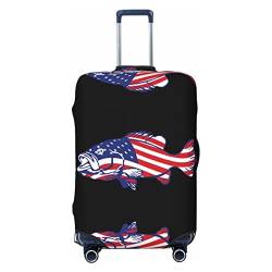 ASEELO Amerikanische Flagge, patriotische Angelkoffer-Abdeckung, Reisegepäck-Abdeckung, Koffer-Schutz, passend für 45,7 - 81,3 cm Gepäck, Schwarz, Large von ASEELO