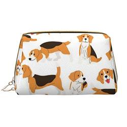 ASEELO Beagle Hunde-Make-up-Tasche, Leder, tragbar, vielseitig einsetzbar, mit Reißverschluss für Damen, Beagle Dog, Einheitsgröße von ASEELO