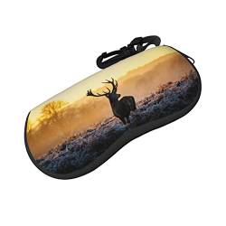 ASEELO Brillenetui, bunte Fische, weiches Sonnenbrillenetui, Neopren, Reißverschluss, Brillenetui für Damen und Herren, Landschaft Hirsch, glasses case von ASEELO