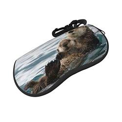 ASEELO Brillenetui Kaktus Sukkulente Rose Brillenetui Weiches Sonnenbrillenetui Neopren Reißverschluss Brillenetui für Damen Herren, otter, glasses case von ASEELO