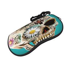 ASEELO Brillenetui Tennis Brillenetui Weiche Sonnenbrillenetui Neopren Reißverschluss Brillenetui für Damen Herren, totenkopf, glasses case von ASEELO