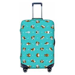 ASEELO Cartoon Beagle Hundekoffer-Abdeckung, Reisegepäck-Abdeckung, Koffer-Schutz, passend für 45,7 - 81,3 cm Gepäck, Schwarz, Medium von ASEELO