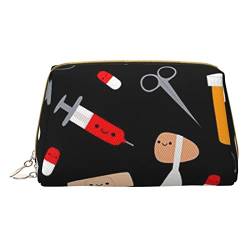 ASEELO Cartoon Medizin-Muster Kosmetiktasche Make-up Tasche Reise Kosmetik Pakete für Frauen leicht zu tragen, Weiss/opulenter Garten, Einheitsgröße von ASEELO