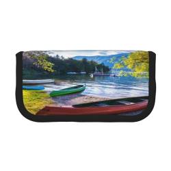 ASEELO Federmäppchen, großes Federmäppchen, großes Federmäppchen für Kinder, Damen, Herren, Schule, Büro, See mit Booten Kanus Park, Canvas Pen Case, Kosmetikkoffer von ASEELO