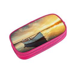 ASEELO Federmäppchen, kleines Boot auf dem Wasser, großes Federmäppchen, hohe Aufbewahrungsbox, für Kinder, Damen, Herren, Schule, Büro, Schwarz, rose, pencase, Beauty Case von ASEELO