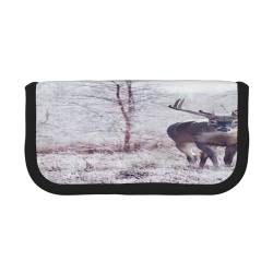 ASEELO Federmäppchen mit niedlichem Hirschpaar, großes Federmäppchen für Kinder, Damen, Herren, Schule, Büro, Winter / Hirsch, Canvas Pen Case, Kosmetikkoffer von ASEELO