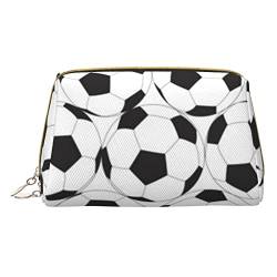 ASEELO Kosmetiktasche mit Fußball-Muster, Schwarz und Weiß, Kosmetiktasche, Reise-Kosmetiktasche für Frauen, leicht zu tragen, Weiss/opulenter Garten, Einheitsgröße von ASEELO