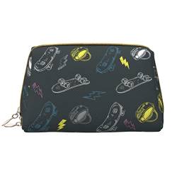 ASEELO Leder-Make-up-Tasche mit niedlichem Halloween-Muster, Reise-Kosmetiktasche, Make-up-Tasche, Leder, tragbar, vielseitig einsetzbar, mit Reißverschluss für Frauen, Graffiti-Skateboard, Einheitsgröße von ASEELO