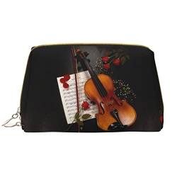 ASEELO Make-up-Tasche für Violinen, Leder, tragbar, vielseitig einsetzbar, mit Reißverschluss für Damen, Violine Notenblätter, Einheitsgröße von ASEELO