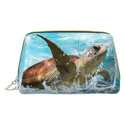 ASEELO Meeresschildkröte Kosmetiktasche, Make-up-Tasche, Reise-Kosmetiktasche für Frauen, leicht zu tragen, Weiss/opulenter Garten, Einheitsgröße von ASEELO